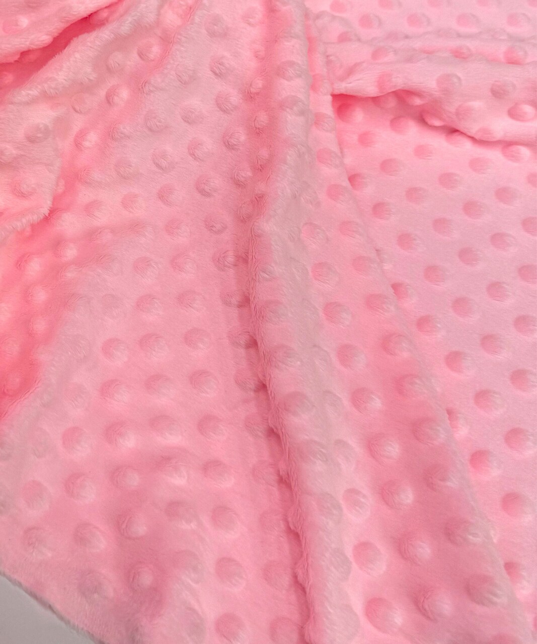 Baby Pink Minky Dot Fabric by the Yard, 60" Wide Ultra-Soft Plush Minky Fabric for Baby Blankets, Nursery Decor, Plush Toys & Sewing